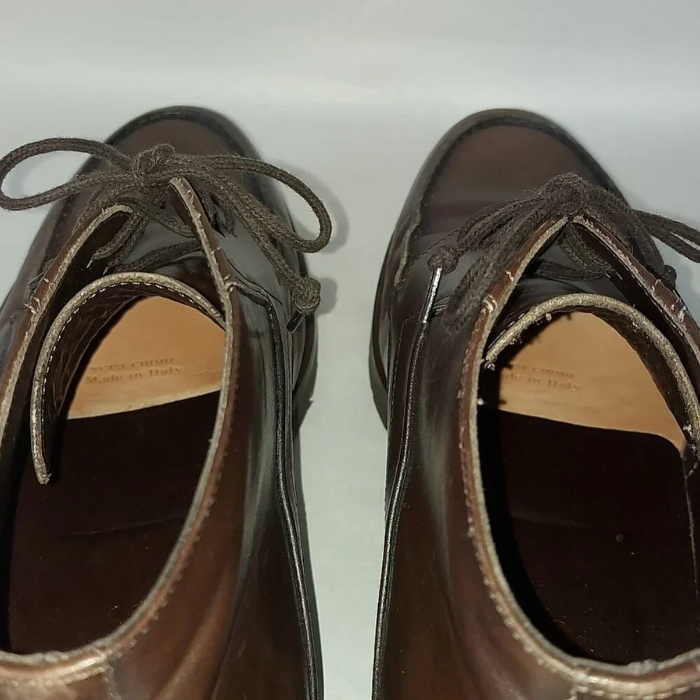 Davids Men Laceup High Ankle Dress Chukka Boots Size 43 EU Brown Leather Preppy